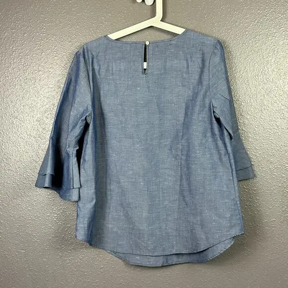 Van Heusen Top Size Small Lace Bell Half Sleeve Blue New - Picture 2 of 5